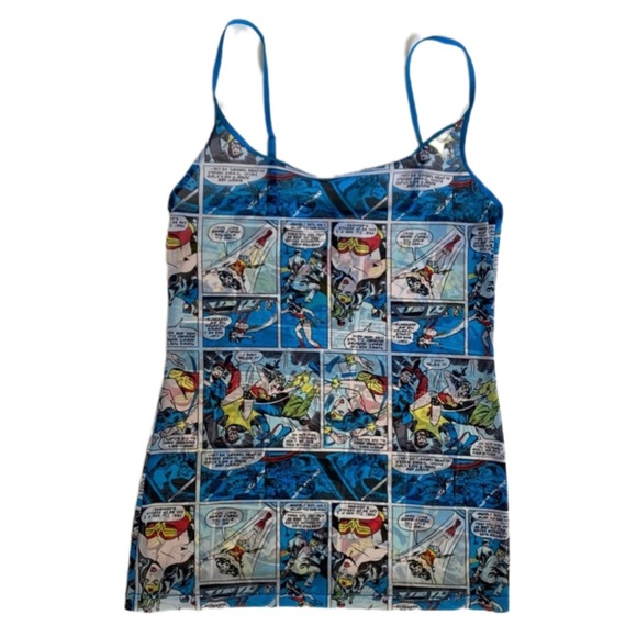 3/$12 ✅ Wonder Woman DC Comics Sheer Blue Cami Tank Juniors S/M - Picture 1 of 11